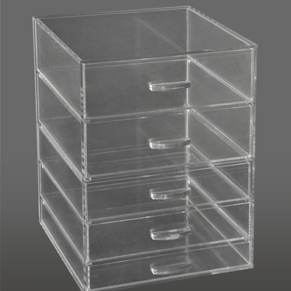 GlamoureBox Acrylic Cosmetic Cube Organizer Makeup Case 5-Drawers (A5)