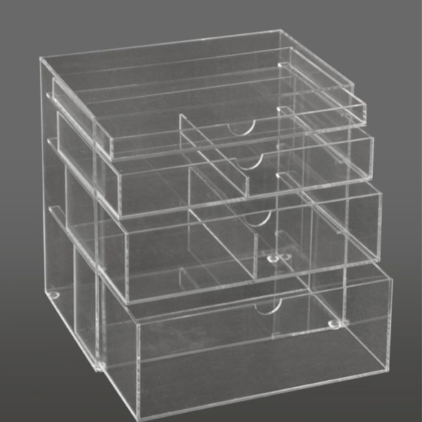 GlamoureBox Acrylic Cosmetic Cube Organizer Makeup Case 5-Drawer Mini (A5M)