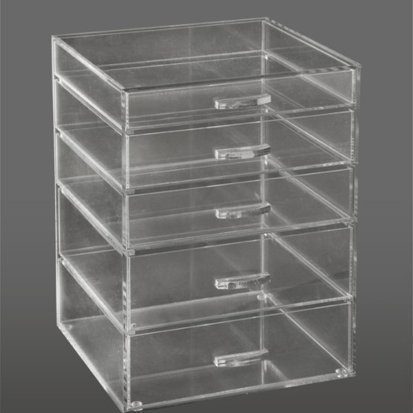 GlamoureBox Acrylic Cosmetic Cube Organizer Makeup Case 5-Drawers (A5R)